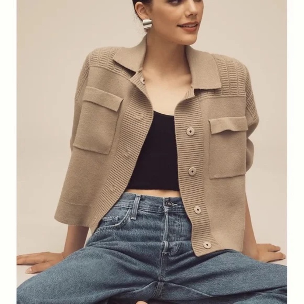 Maeve Anthropologie boxy fit snap button
